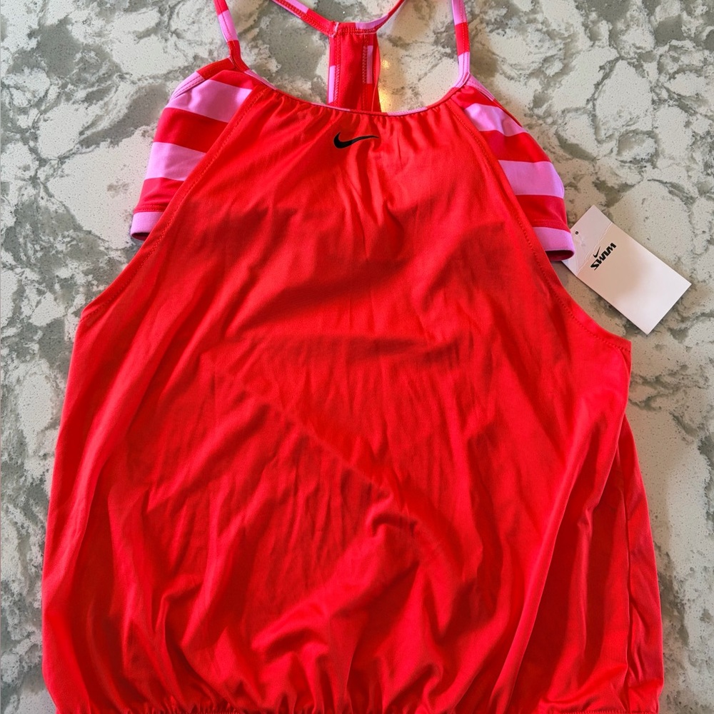 Women’s Nike Swim Tankini Top size small Red w/ Pink Stripes Brand New w/ tags